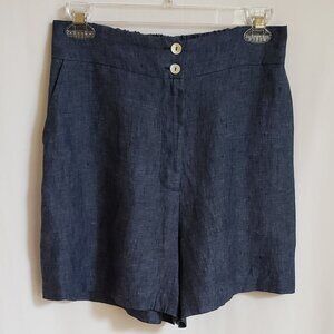 Ismeralda - Slate Blue Linen Shorts.  Size Medium